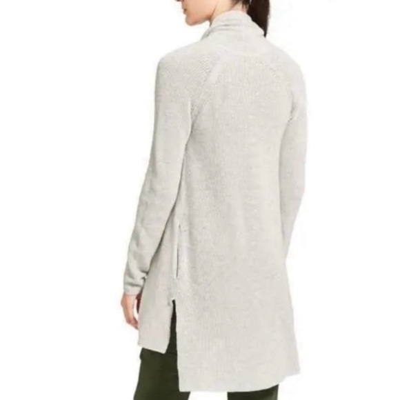 Athleta Horizon Gray Ribbed Long Cardigan Sweater Open Front - Picture 2 of 7